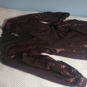 City Chic Black and Red Sequin Jacket